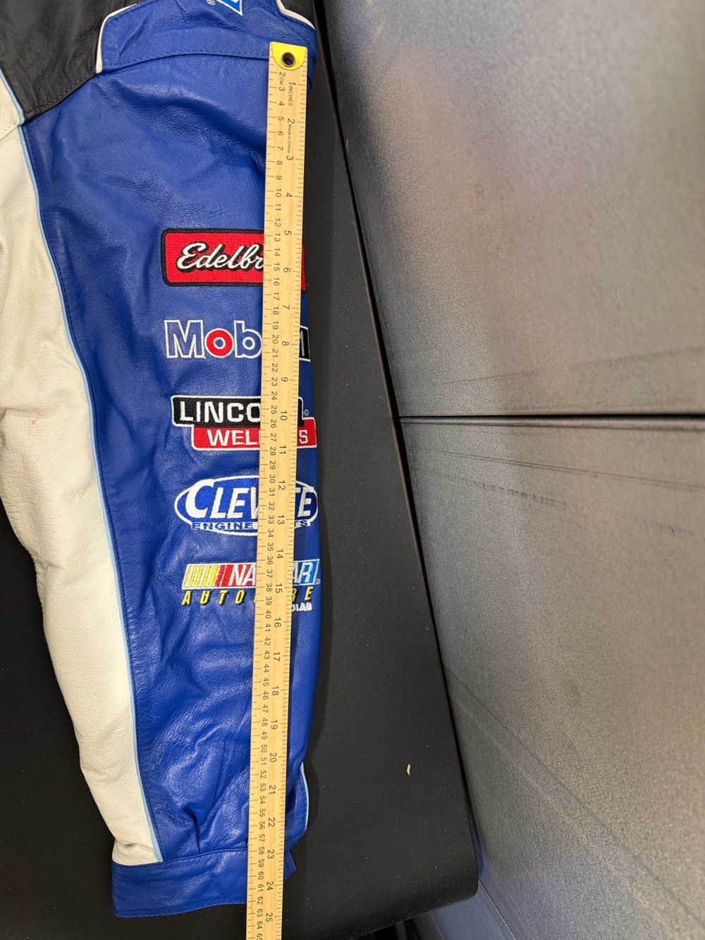 Vintage NASCAR Racing Leather Jacket JH Design 2XL Blue/Black Embroidered - Picture 11 of 16
